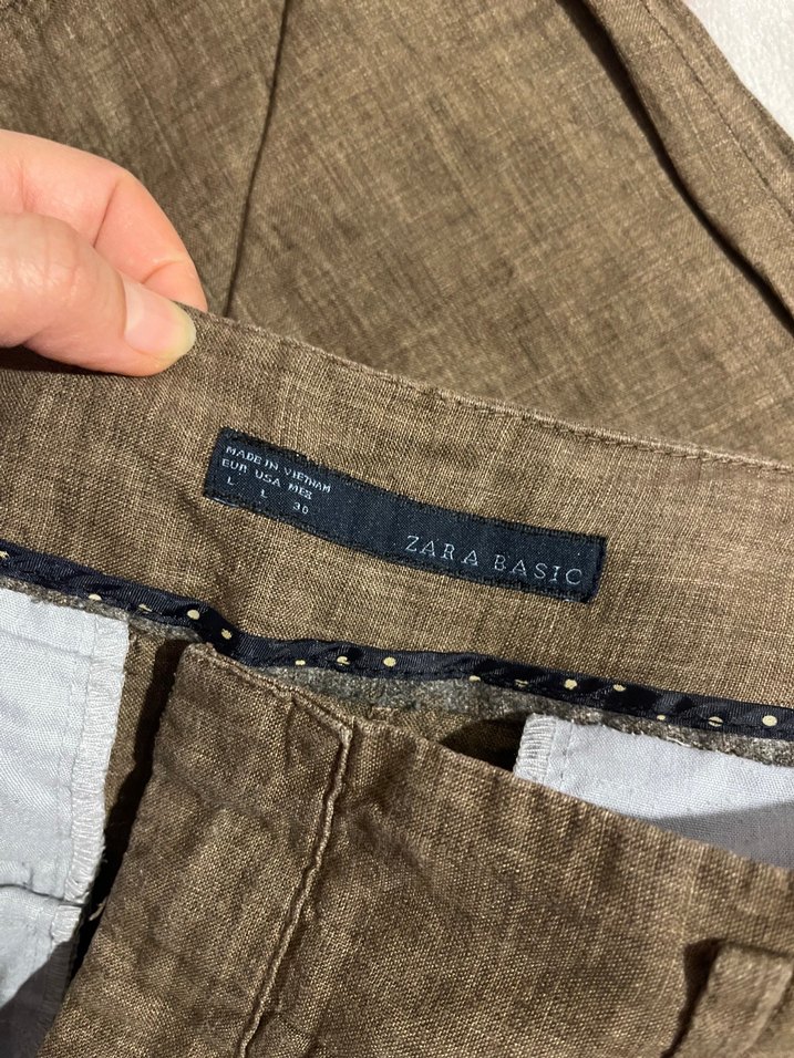 Kadın Kahverengi Keten Midi Pantolon - Görsel 2