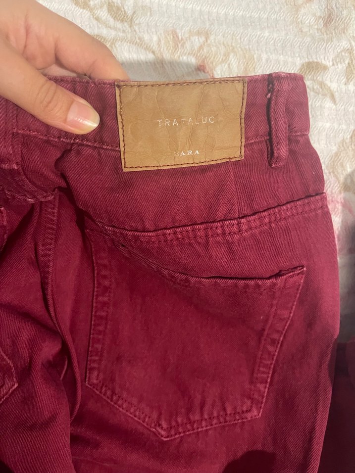 Zara Bordo  Kadın Midi Kot Pantolon - Görsel 2