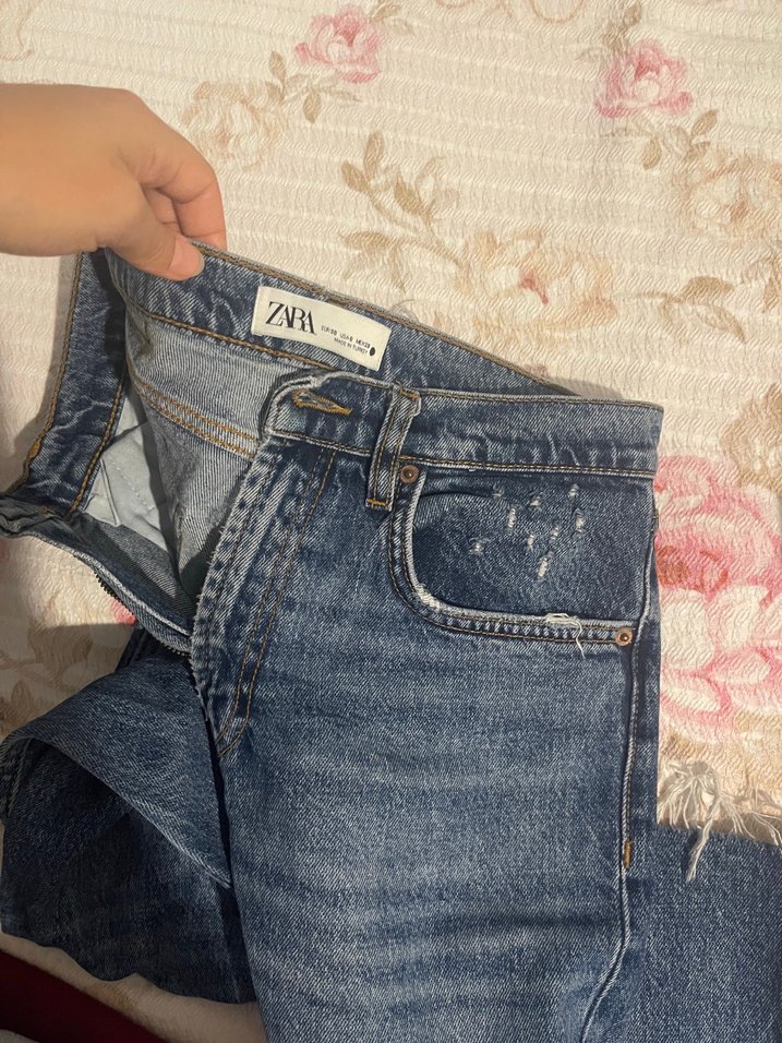 Kadın Mavi Bol Kesim Midi Kot Pantolon - Görsel 2