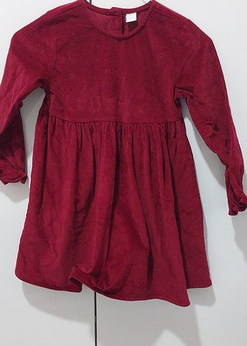 LC Waikiki Bordo Kadife Kız Çocuk Elbise