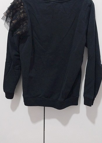 6 Yaş Beden siyah Renk Kız Çocuk Siyah Uzun Kollu Sweatshirt