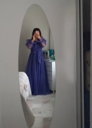 Uzun Mor Transparan Gotik Kadın Elbise