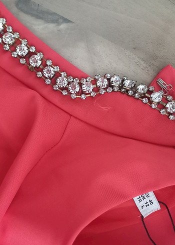 Pembe Yüksek Yakalı Midi Elbise - Görsel 4