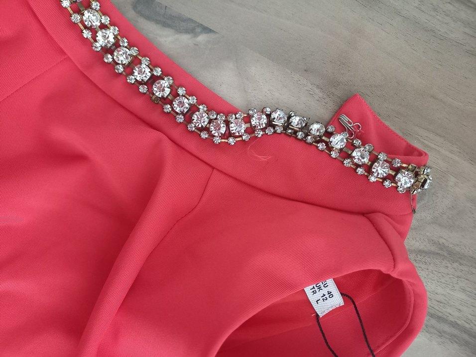 Pembe Yüksek Yakalı Midi Elbise - Görsel 4