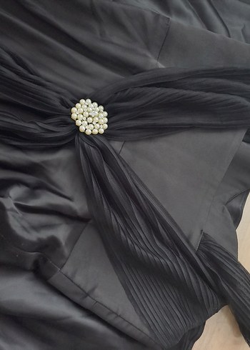 Uzun Siyah Straplez Gotik Abiye Elbise - Görsel 5