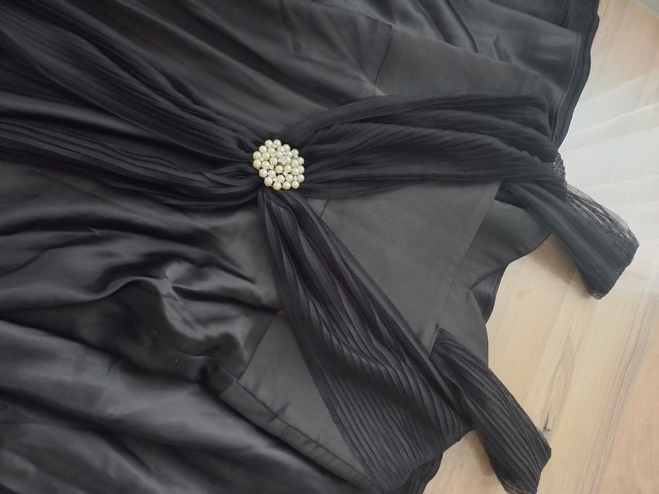 Uzun Siyah Straplez Gotik Abiye Elbise - Görsel 5