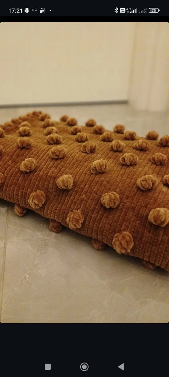 Kahverengi Nakışlı Örgü Çocuk Battaniyesi - Görsel 2