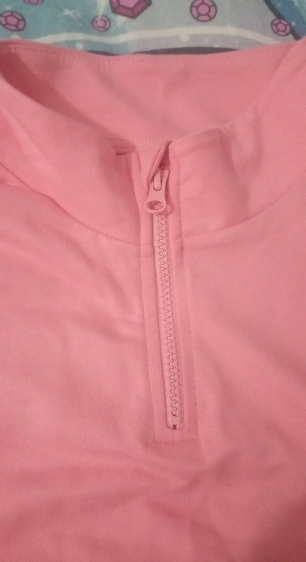 Kızlar İçin Pembe Yarım Fermuarlı Sweatshirt - Görsel 3