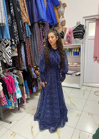 Mavi Uzun Bohem Kadın Elbise - Görsel 5