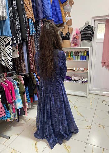 Mavi Uzun Bohem Kadın Elbise - Görsel 4