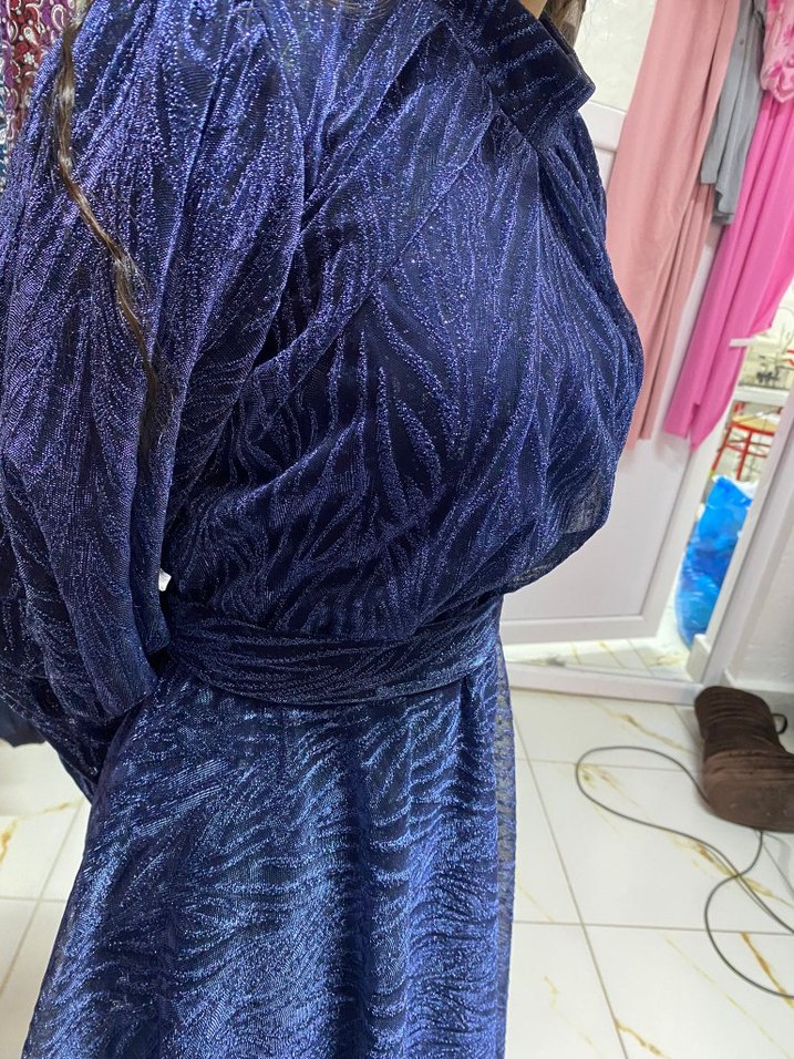 Mavi Uzun Bohem Kadın Elbise - Görsel 2