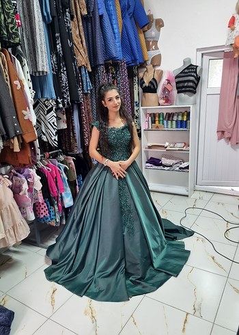 Nakışlı Drapeli Uzun Abiye Elbise - Görsel 5