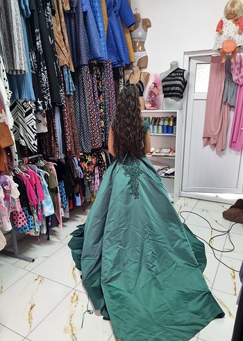 Nakışlı Drapeli Uzun Abiye Elbise - Görsel 4