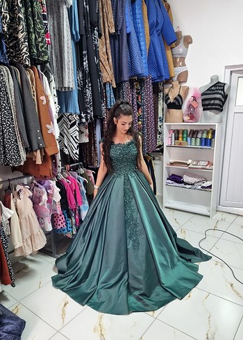 Nakışlı Drapeli Uzun Abiye Elbise - Görsel 7