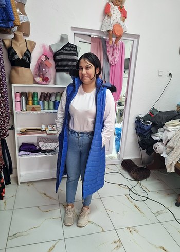 Kürklü Kapüşonlu Uzun Kadın Yelek - Görsel 9