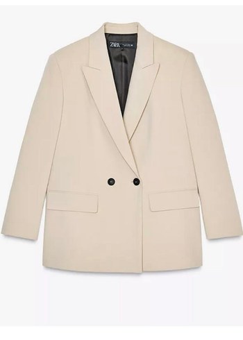 Bej Kruvaze Oversize Kadın Blazer