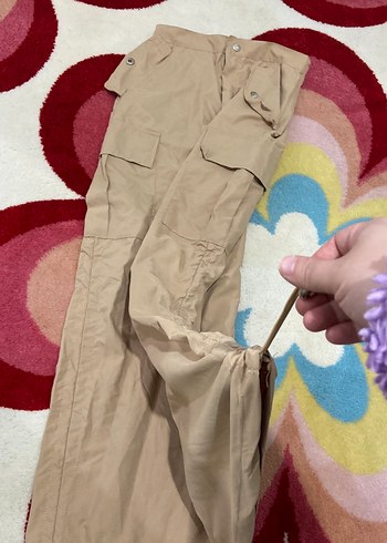 m Beden Bej Düğmeli Rahat Kesim Kadın paraşüt etek
