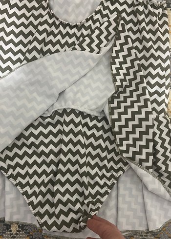 Gri Zebra Desenli Fırfırlı mayo - Görsel 2