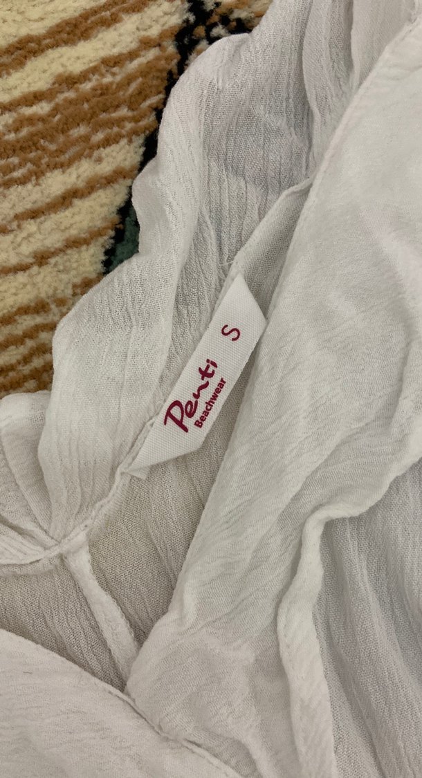 Beyaz Keten V Yakalı Bohem Tulum - Görsel 2