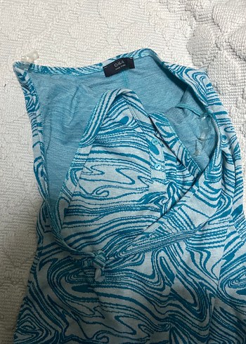 Xxs Xs s uyumlu Mavi Batik Desenli V Yakalı Kolsuz Kadın Tulum - Görsel 3