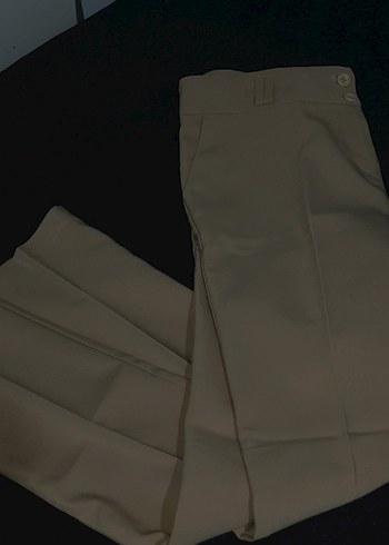 Bej Düğmeli Kadın Kumaş Pantolon - Görsel 3