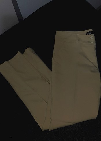 Bej Düğmeli Kadın Kumaş Pantolon - Görsel 2