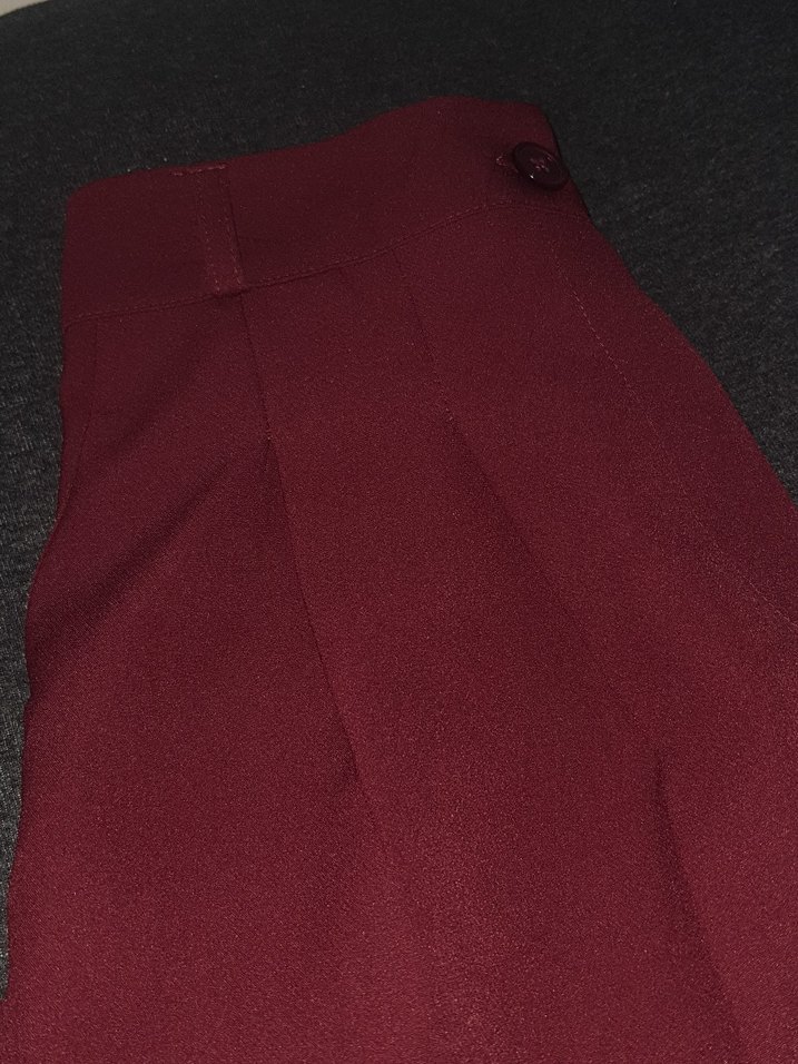 Bordo kumaş pantolon - Görsel 4