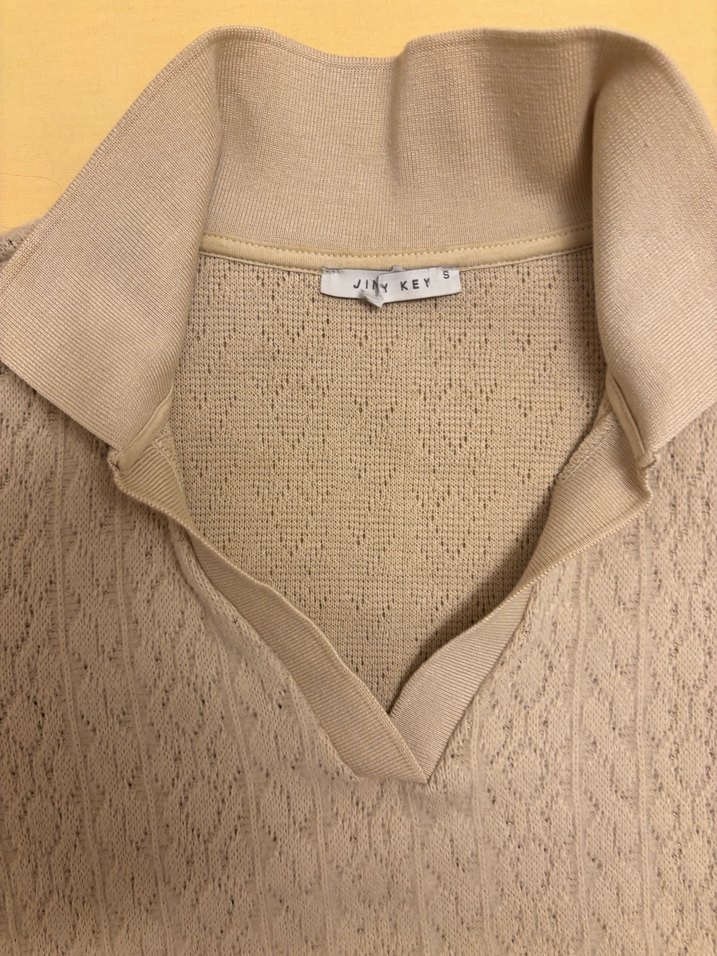 Jimmy key Bej Örgü Kısa Kollu Kadın Triko - Görsel 2
