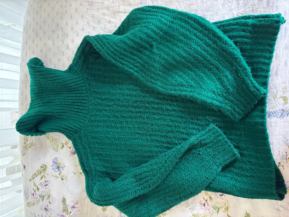 Yeşil Boğazlı Örgü Kadın Kazak - Görsel 3