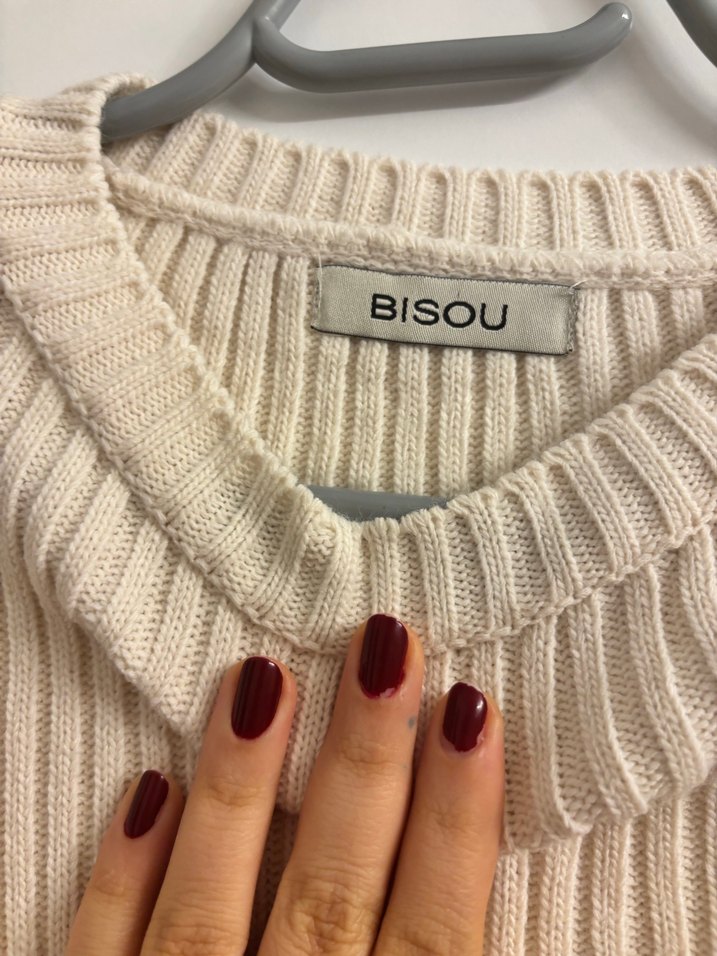 Beyaz Triko Kadın Midi Kazak - Görsel 2