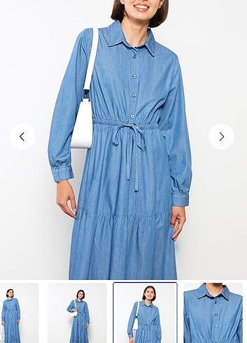 36 Beden mavi Renk Lcw modest kot elbise