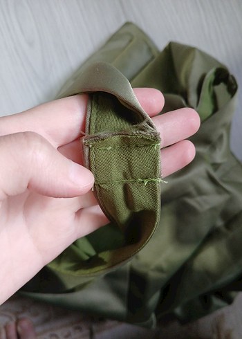 34 Beden haki Renk Trendyolmilla Yağ Yeşili A-Kesim Saten Elbise