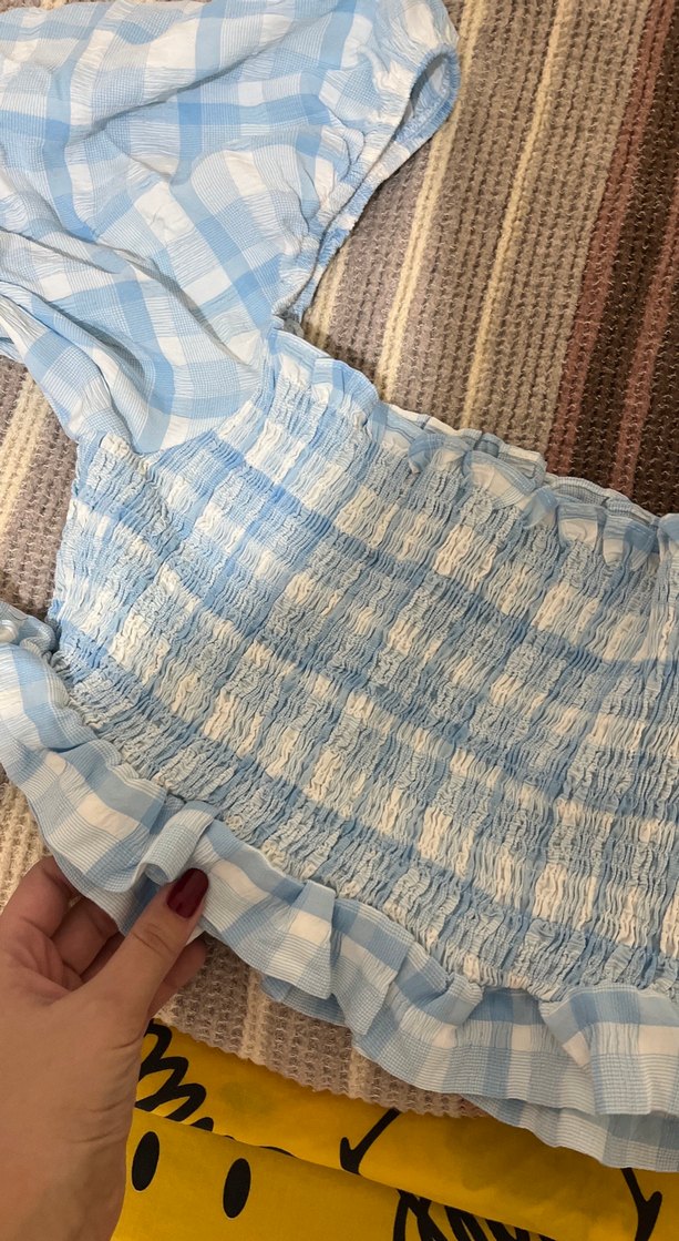 Mavi Pamuklu Bohem Bluz - Görsel 2