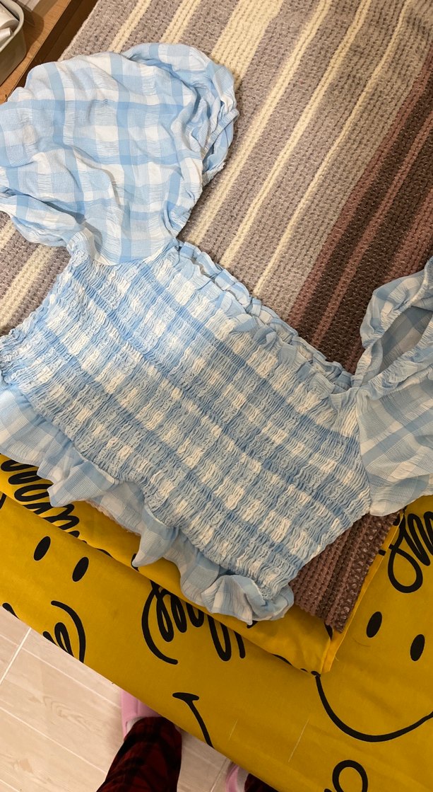 Mavi Pamuklu Bohem Bluz - Görsel 4