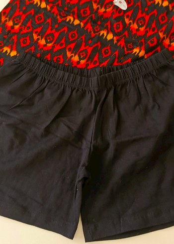 Kırmızı Bohem Tarzı Rahat Şortlu takım - Görsel 3