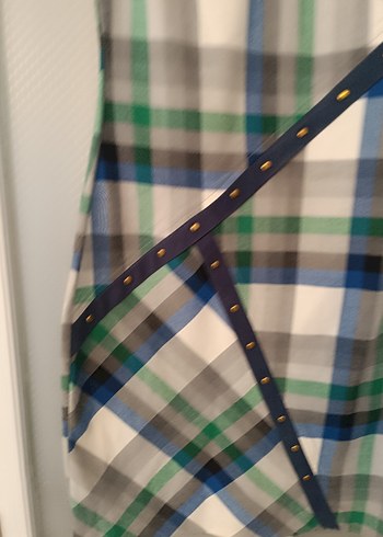 Düğmeli Ekose Midi Elbise - Görsel 5