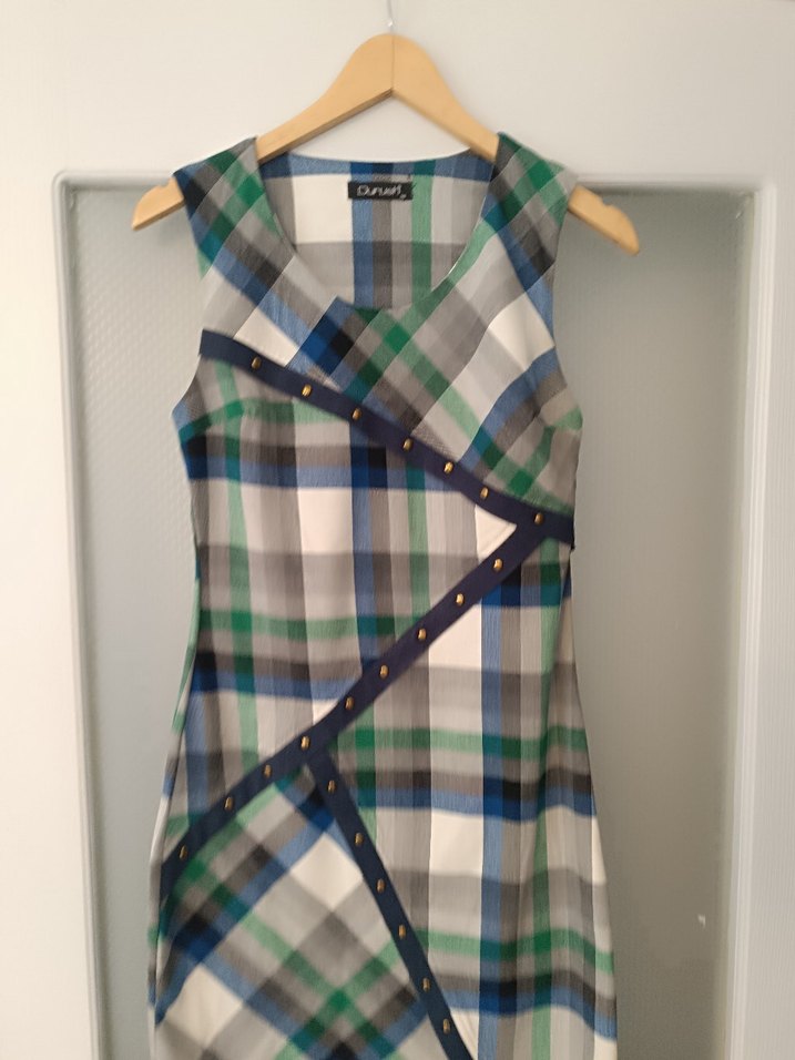 Düğmeli Ekose Midi Elbise - Görsel 3