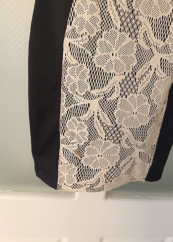 Dantel Detaylı Siyah Midi Elbise - Görsel 2