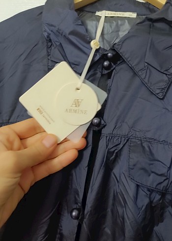 ArmineLacivert Kuşaklı Uzun Yağmurluk - Görsel 5