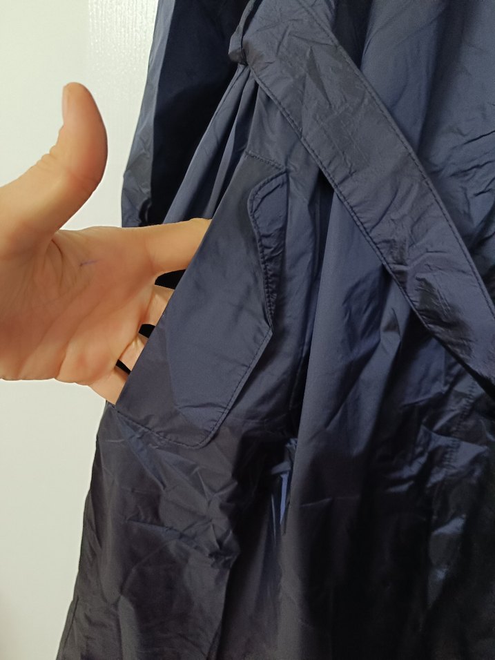 ArmineLacivert Kuşaklı Uzun Yağmurluk - Görsel 3