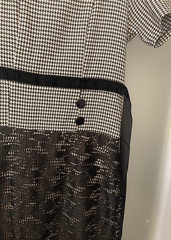 Düğmeli Gri Midi Kadın Elbise - Görsel 6