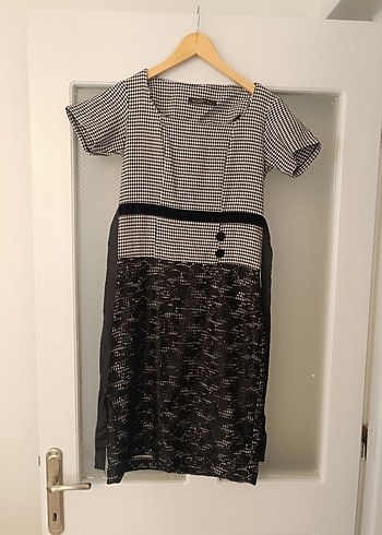 Düğmeli Gri Midi Kadın Elbise - Görsel 2