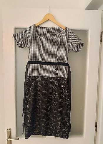 Düğmeli Gri Midi Kadın Elbise - Görsel 4