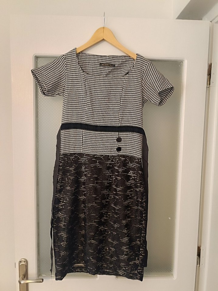 Düğmeli Gri Midi Kadın Elbise - Görsel 4