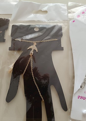 Kadın Altın Renkli Payetli El Zinciri ayak zinciri - Görsel 6