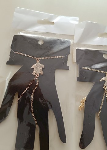 Kadın Altın Renkli Payetli El Zinciri ayak zinciri - Görsel 2