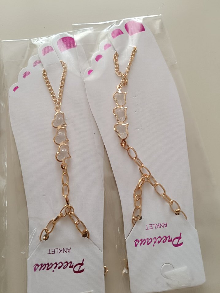 Kadın Altın Renkli Payetli El Zinciri ayak zinciri - Görsel 3