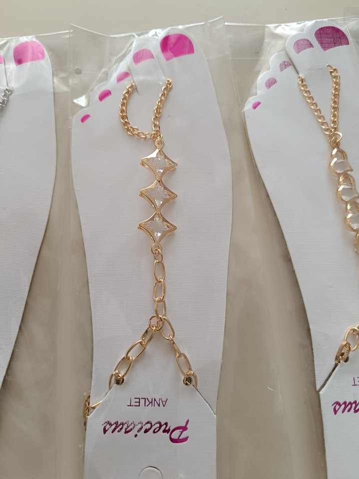 Kadın Altın Renkli Payetli El Zinciri ayak zinciri - Görsel 4