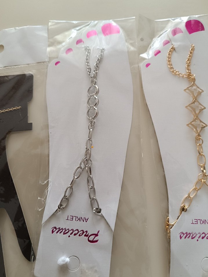 Kadın Altın Renkli Payetli El Zinciri ayak zinciri - Görsel 5