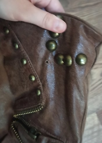 Y2K vintage Hakiki Süet Kahverengi  Tokalı Kadın Çantası - Görsel 5